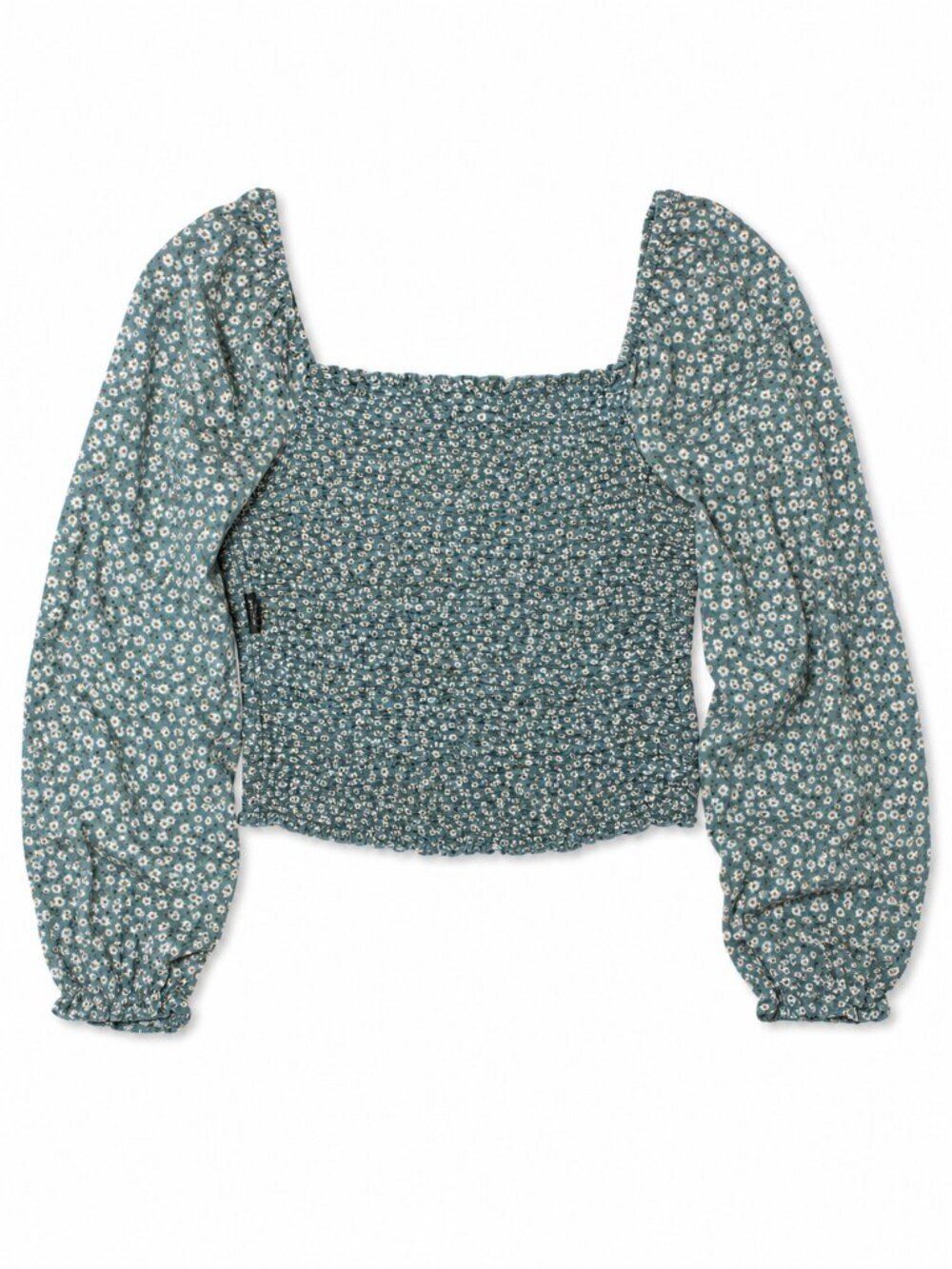 Art Class Girls Teal Floral Smocked Top L 10–12